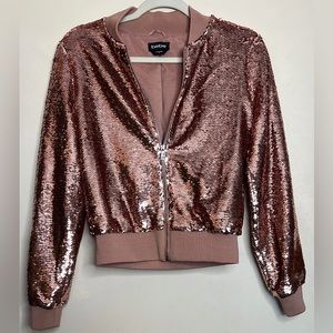 Bebe rose color sequin jacket.